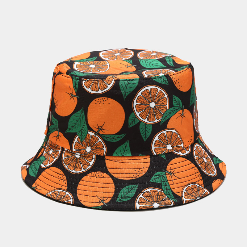 BK00073 Variedade de chapéu balde com impressão de frutas, uso frente e verso