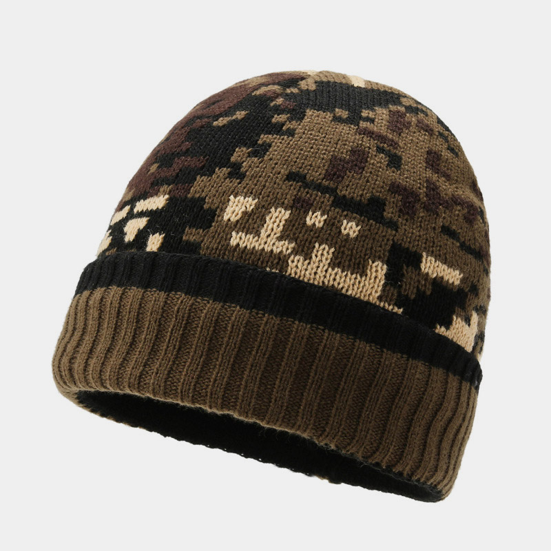H00061 Chapéu de malha masculino camuflado e de lã
