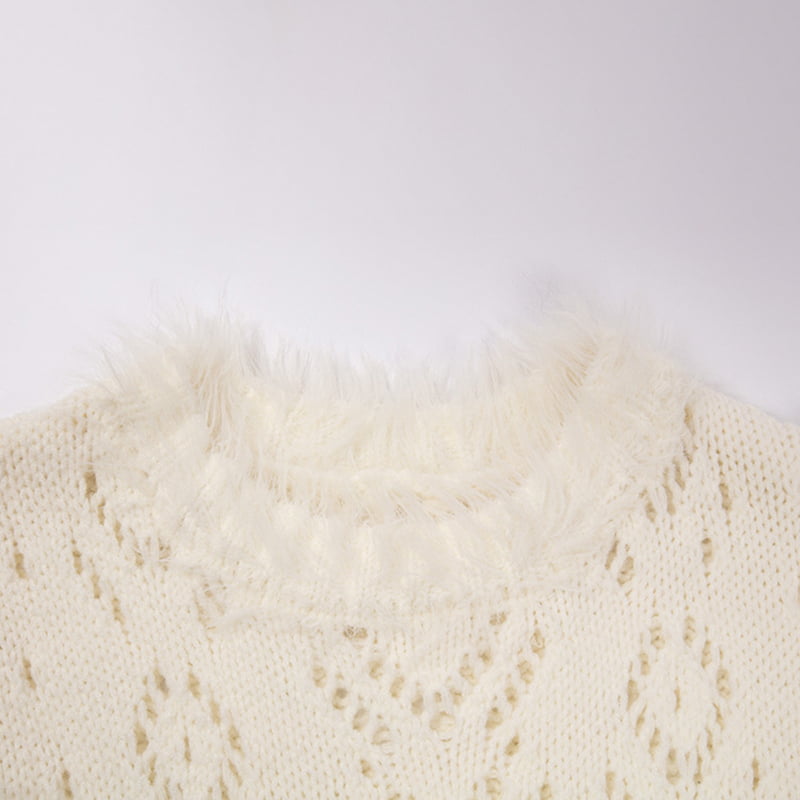 SM-K0043 Vestido de malha sem mangas mohair de verão vestido de fundo oco francês SM-K0043 Vestido de malha sem mangas mohair de verão vestido de fundo oco francês