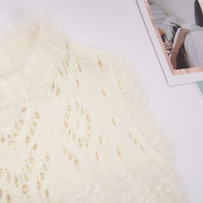 SM-K0043 Vestido de malha sem mangas mohair de verão vestido de fundo oco francês SM-K0043 Vestido de malha sem mangas mohair de verão vestido de fundo oco francês