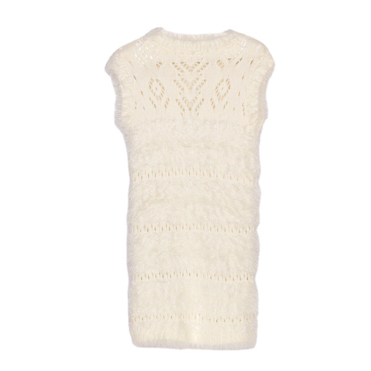 SM-K0043 Vestido de malha sem mangas mohair de verão vestido de fundo oco francês SM-K0043 Vestido de malha sem mangas mohair de verão vestido de fundo oco francês