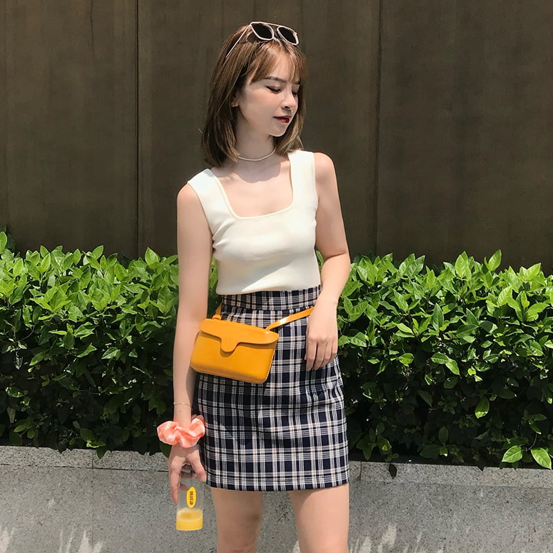 SM-K0017 Colete de malha primavera verão camisa inferior coreana sem mangas estilingue pequeno