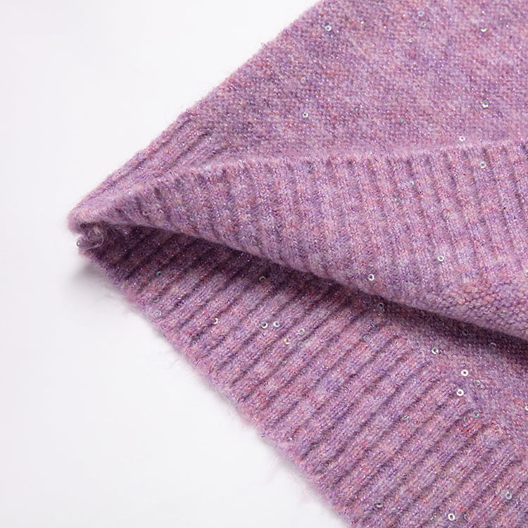 SM-K0040 Suéter recortado com lantejoulas e lantejoulas Mohair tricotado com mangas super recortadas SM-K0040 Suéter recortado com lantejoulas e lantejoulas Mohair tricotado com mangas super recortadas