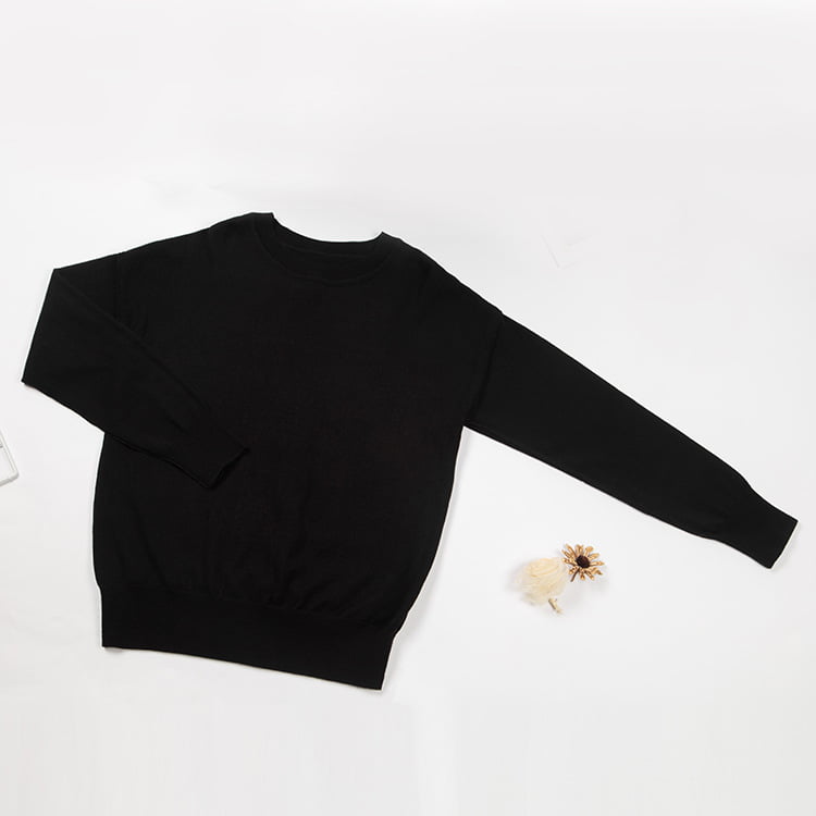 SM-K0048 Suéter feminino de malha com gola redonda e alfabeto jacquard de manga comprida SM-K0048 Suéter feminino de malha com gola redonda e alfabeto jacquard de manga comprida