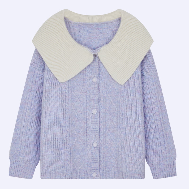 ML2205 Casaco de Cardigan de Malha com Gola Francesa para Bebê