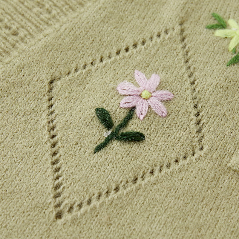 ML2213 Casaco Cardigan Retro Japonês Abacate Verde Feito à Mão ML2213 Casaco Cardigan Retro Japonês Abacate Verde Feito à Mão