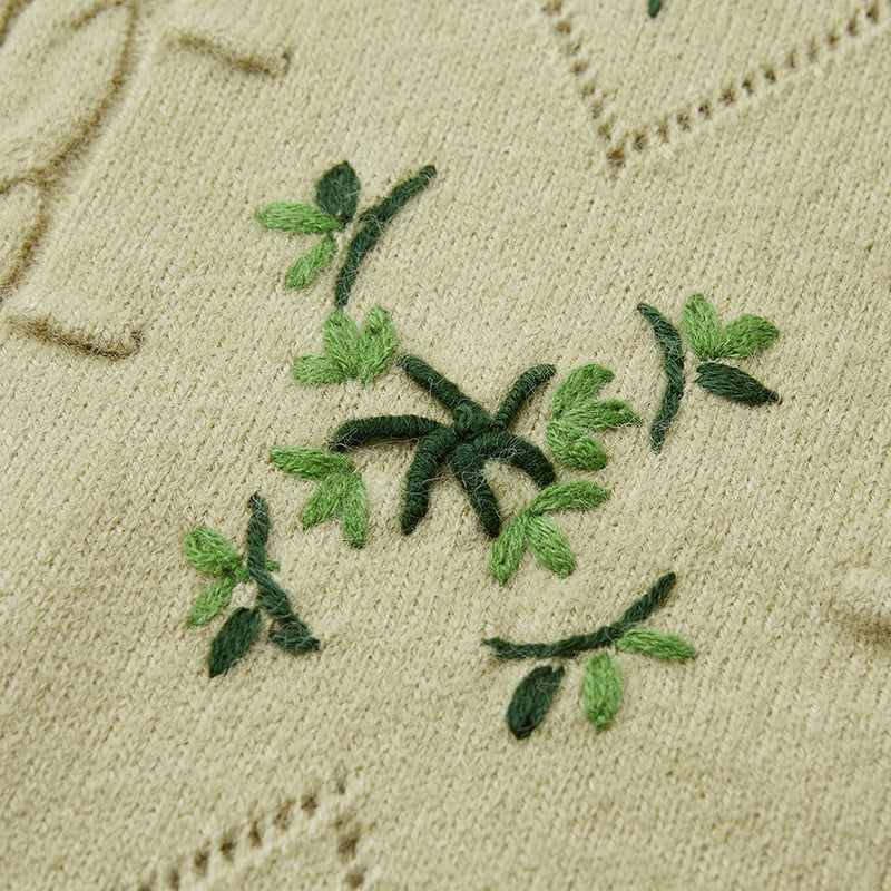 ML2213 Casaco Cardigan Retro Japonês Abacate Verde Feito à Mão ML2213 Casaco Cardigan Retro Japonês Abacate Verde Feito à Mão