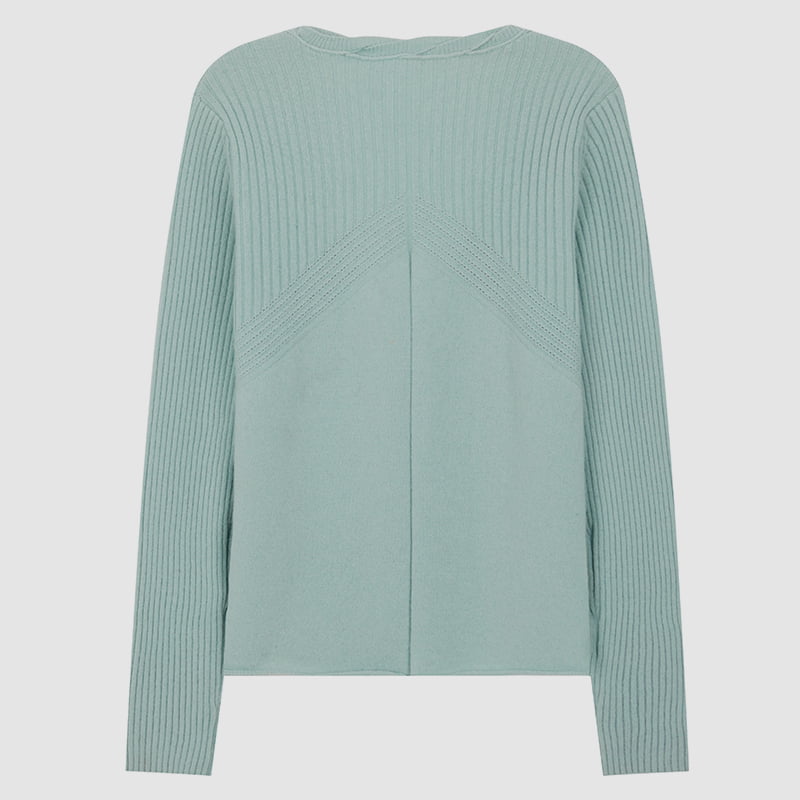 ML2218 Cardigã de malha com decote em V torcido e botões de pétalas ML2218 Cardigã de malha com decote em V torcido e botões de pétalas