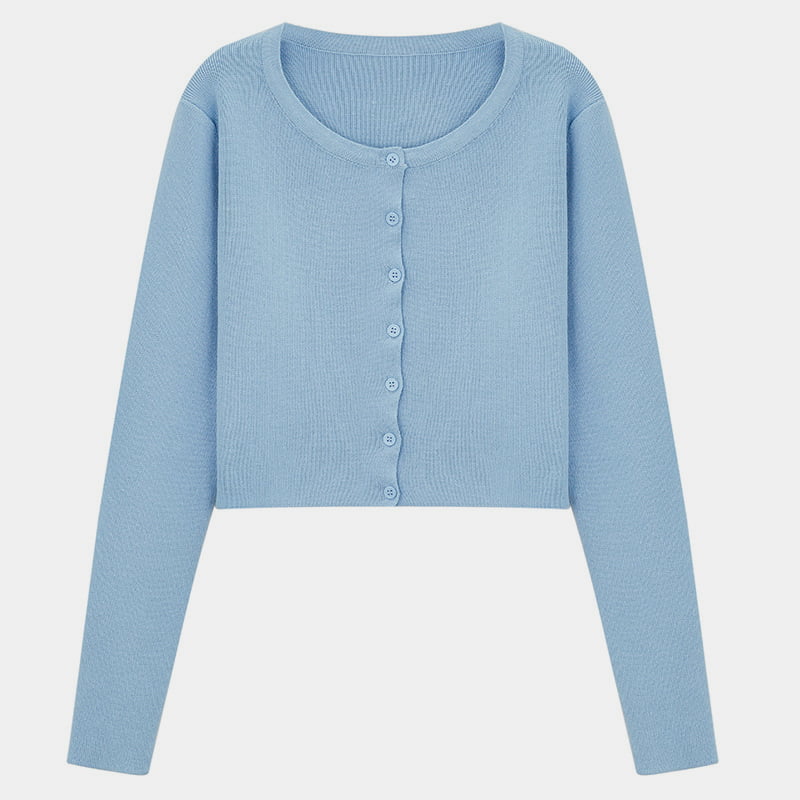 SM-K0016 Estilo Curto Manga Comprida Solta Pescoço Fino Suéter Feminino Cardigan de Malha