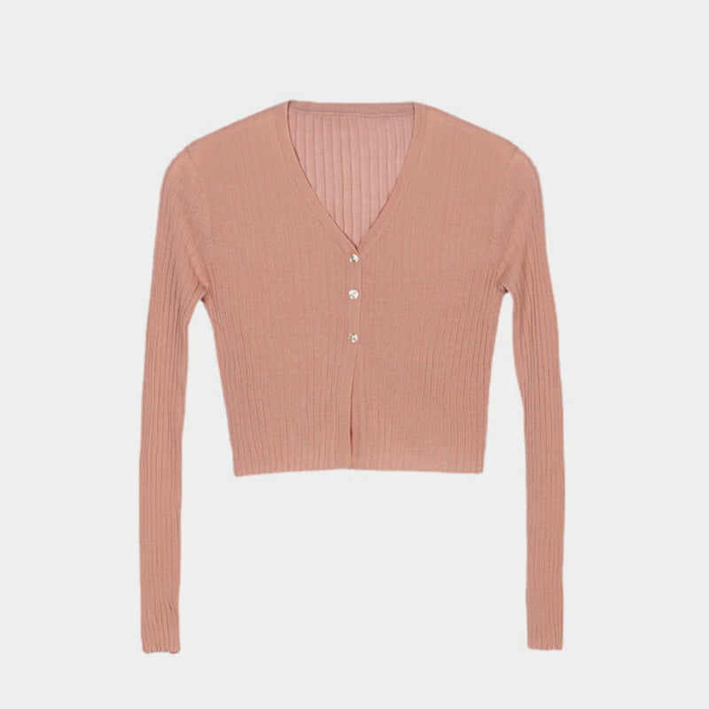 SM-K0005 listra vertical curto linho de malha cardigan feminino verão escudo botão protetor solar jaqueta