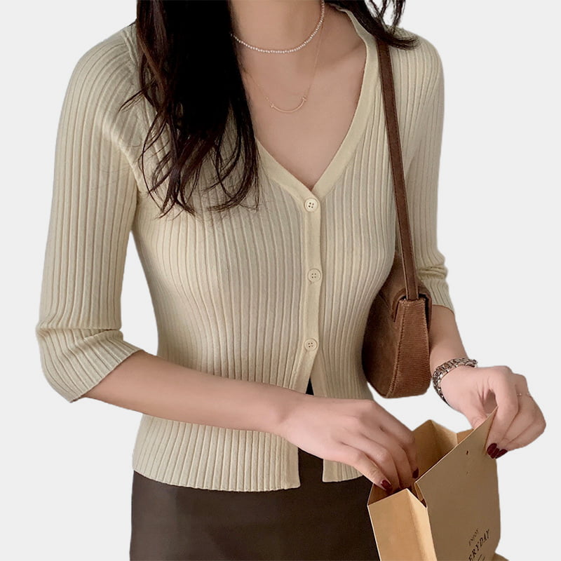 SM-K0023 Primavera Senhoras Único Breasted Com Decote Em V Manga Média Slim Fit Cardigan De Malha SM-K0023 Primavera Senhoras Único Breasted Com Decote Em V Manga Média Slim Fit Cardigan De Malha