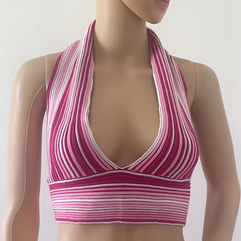 Colete de malha com decote listrado colorido SM-K0107 Colete de malha com decote listrado colorido SM-K0107